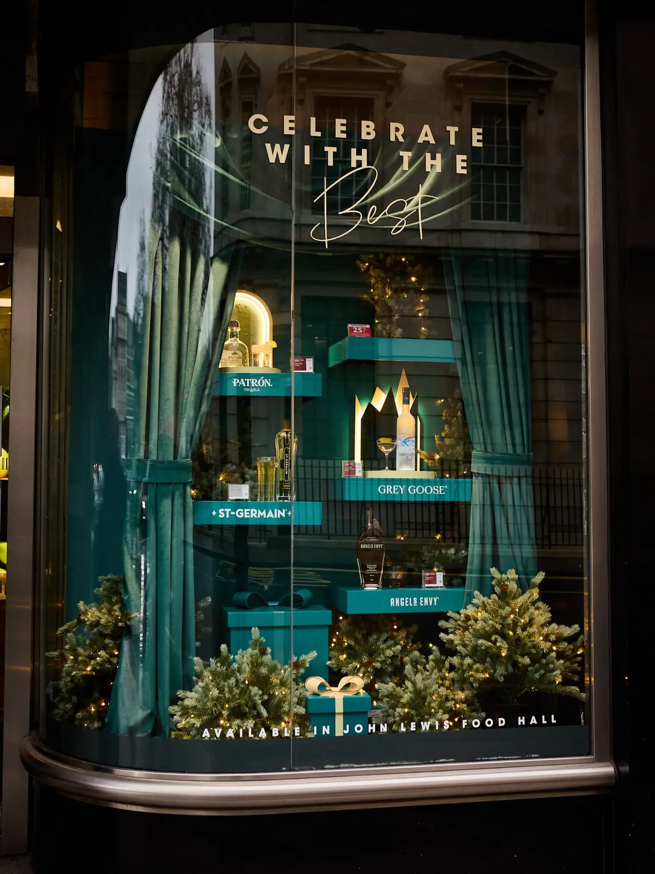 A festive drinks window display created by Wilde Toast